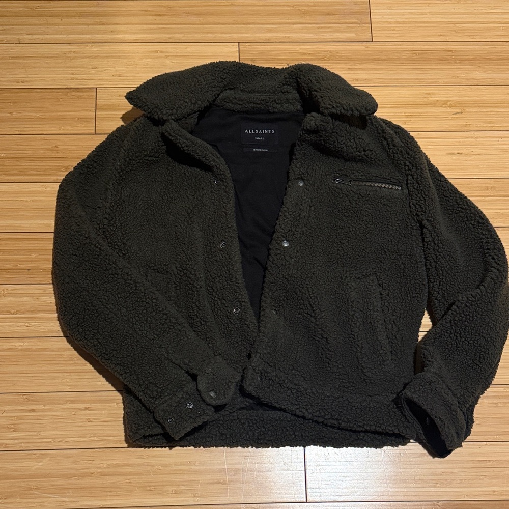 AllSaints Dark Olive Men's Fleece Jacket